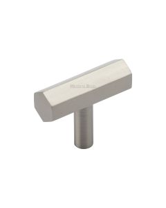 Heritage Brass Satin Nickel Hexagon T-Bar Cabinet Knob 41mm