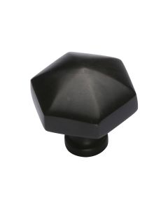 Heritage Brass Matt Black Classic Hexagon Cabinet Knob 32mm