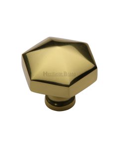 Heritage Brass Polished Brass Classic Hexagon Cabinet Knob 32mm