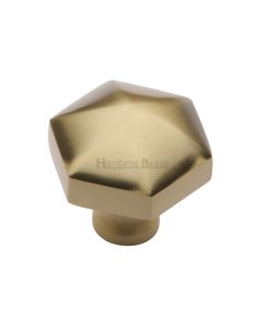 Heritage Brass Satin Brass Classic Hexagon Cabinet Knob 32mm
