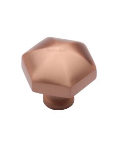Heritage Brass Satin Rose Gold Classic Hexagon Cabinet Knob 32mm
