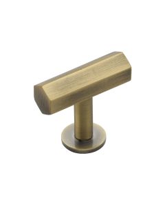 Heritage Brass Antique Brass Hexagon T-Bar Cabinet Knob with Rose 41mm
