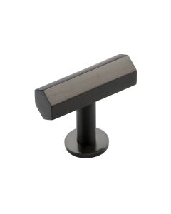 Heritage Brass Matt Bronze Hexagon T-Bar Cabinet Knob with Rose 41mm