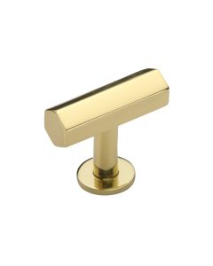 Heritage Brass Polished Brass Hexagon T-Bar Cabinet Knob with Rose 41mm