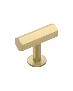 Heritage Brass Satin Brass Hexagon T-Bar Cabinet Knob with Rose 41mm