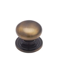 Heritage Brass Antique Brass Victorian Round Cabinet Knob with Base 25mm