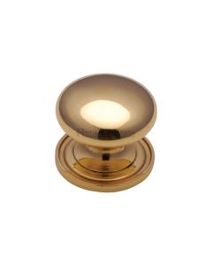 Heritage Brass Polished Brass Victorian Round Cabinet Knob with Base 25mm
