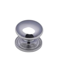 Heritage Brass Polished Chrome Victorian Round Cabinet Knob with Base 25mm