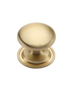 Heritage Brass Satin Brass Victorian Round Cabinet Knob with Base 25mm