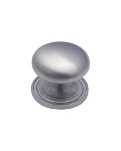 Heritage Brass Satin Chrome Victorian Round Cabinet Knob with Base 25mm