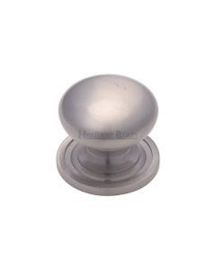 Heritage Brass Satin Nickel Victorian Round Cabinet Knob with Base 25mm