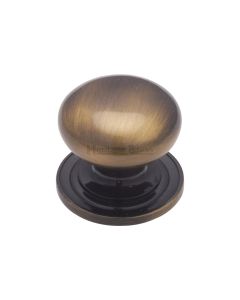 Heritage Brass Antique Brass Victorian Round Cabinet Knob with Base 32mm