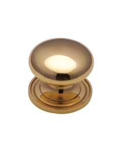Heritage Brass Polished Brass Victorian Round Cabinet Knob with Base 32mm