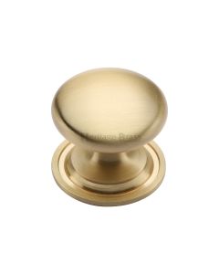 Heritage Brass Satin Brass Victorian Round Cabinet Knob with Base 32mm