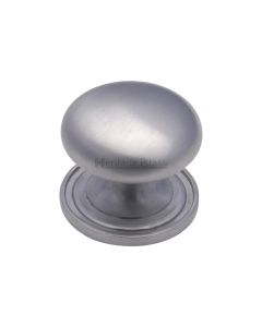 Heritage Brass Satin Chrome Victorian Round Cabinet Knob with Base 32mm