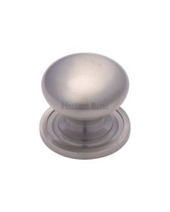 Heritage Brass Satin Nickel Victorian Round Cabinet Knob with Base 32mm