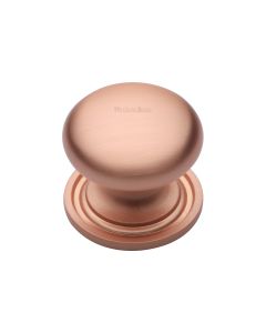 Heritage Brass Satin Rose Gold Victorian Round Cabinet Knob with Base 32mm