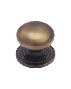 Heritage Brass Antique Brass Victorian Round Cabinet Knob with Base 38mm