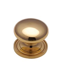 Heritage Brass Polished Brass Victorian Round Cabinet Knob with Base 38mm