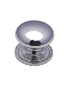 Heritage Brass Polished Chrome Victorian Round Cabinet Knob with Base 38mm