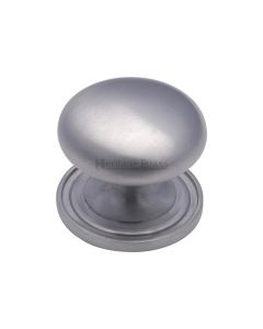 Heritage Brass Satin Chrome Victorian Round Cabinet Knob with Base 38mm