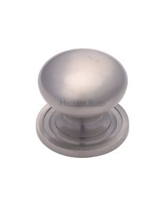 Heritage Brass Satin Nickel Victorian Round Cabinet Knob with Base 38mm