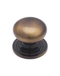 Heritage Brass Antique Brass Victorian Round Cabinet Knob with Base 48mm