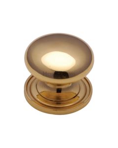 Heritage Brass Polished Brass Victorian Round Cabinet Knob with Base 48mm