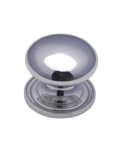 Heritage Brass Polished Chrome Victorian Round Cabinet Knob with Base 48mm