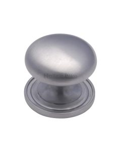 Heritage Brass Satin Chrome Victorian Round Cabinet Knob with Base 48mm