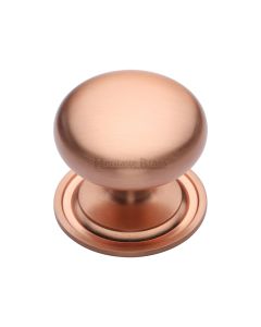 Heritage Brass Satin Rose Gold Victorian Round Cabinet Knob with Base 48mm