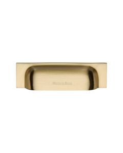 Heritage Brass Satin Brass Military Cabinet Drawer Pull 96mm