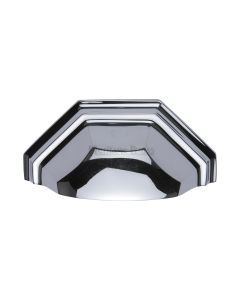 Heritage Brass Polished Chrome Deco Cabinet Drawer Pull 89mm