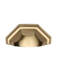 Heritage Brass Satin Brass Deco Cabinet Drawer Pull 89mm