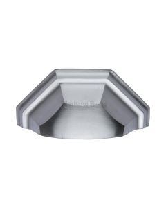 Heritage Brass Satin Chrome Deco Cabinet Drawer Pull 89mm