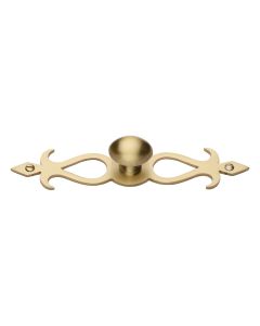Heritage Brass Satin Brass Oval Cabinet Knob with Backplate 32mm