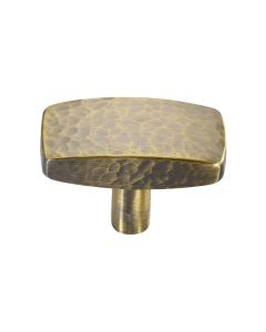 Heritage Brass Antique Brass Rectangular Hammered Cabinet Knob 41mm