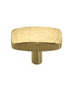 Heritage Brass Polished Brass Rectangular Hammered Cabinet Knob 41mm