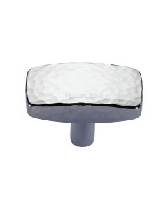 Heritage Brass Polished Chrome Rectangular Hammered Cabinet Knob 41mm