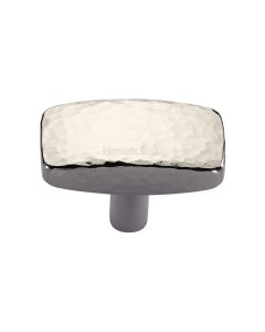 Heritage Brass Polished Nickel Finish Rectangular Hammered Cabinet Knob 41mm