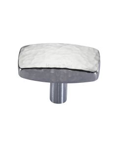 Heritage Brass Satin Chrome Rectangular Hammered Cabinet Knob 41mm
