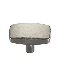 Heritage Brass Satin Nickel Rectangular Hammered Cabinet Knob 41mm