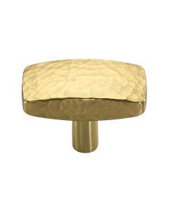 Heritage Brass Polished Brass Rectangular Hammered Cabinet Knob 47mm