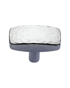 Heritage Brass Polished Chrome Rectangular Hammered Cabinet Knob 47mm
