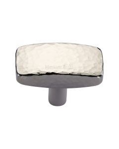 Heritage Brass Polished Nickel Finish Rectangular Hammered Cabinet Knob 47mm