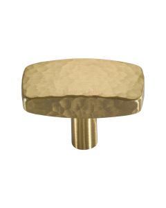 Heritage Brass Satin Brass Rectangular Hammered Cabinet Knob 47mm