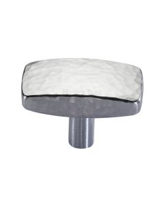 Heritage Brass Satin Chrome Rectangular Hammered Cabinet Knob 47mm