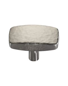 Heritage Brass Satin Nickel Rectangular Hammered Cabinet Knob 47mm