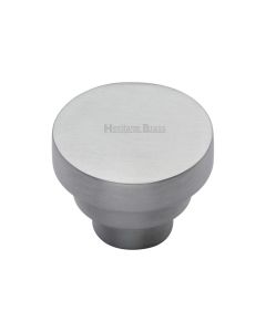 Heritage Brass Satin Chrome Round Stepped Cabinet Knob 32mm