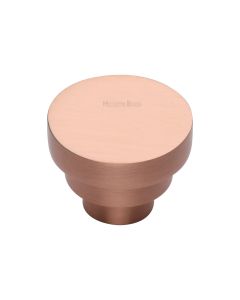 Heritage Brass Satin Rose Gold Round Stepped Cabinet Knob 32mm